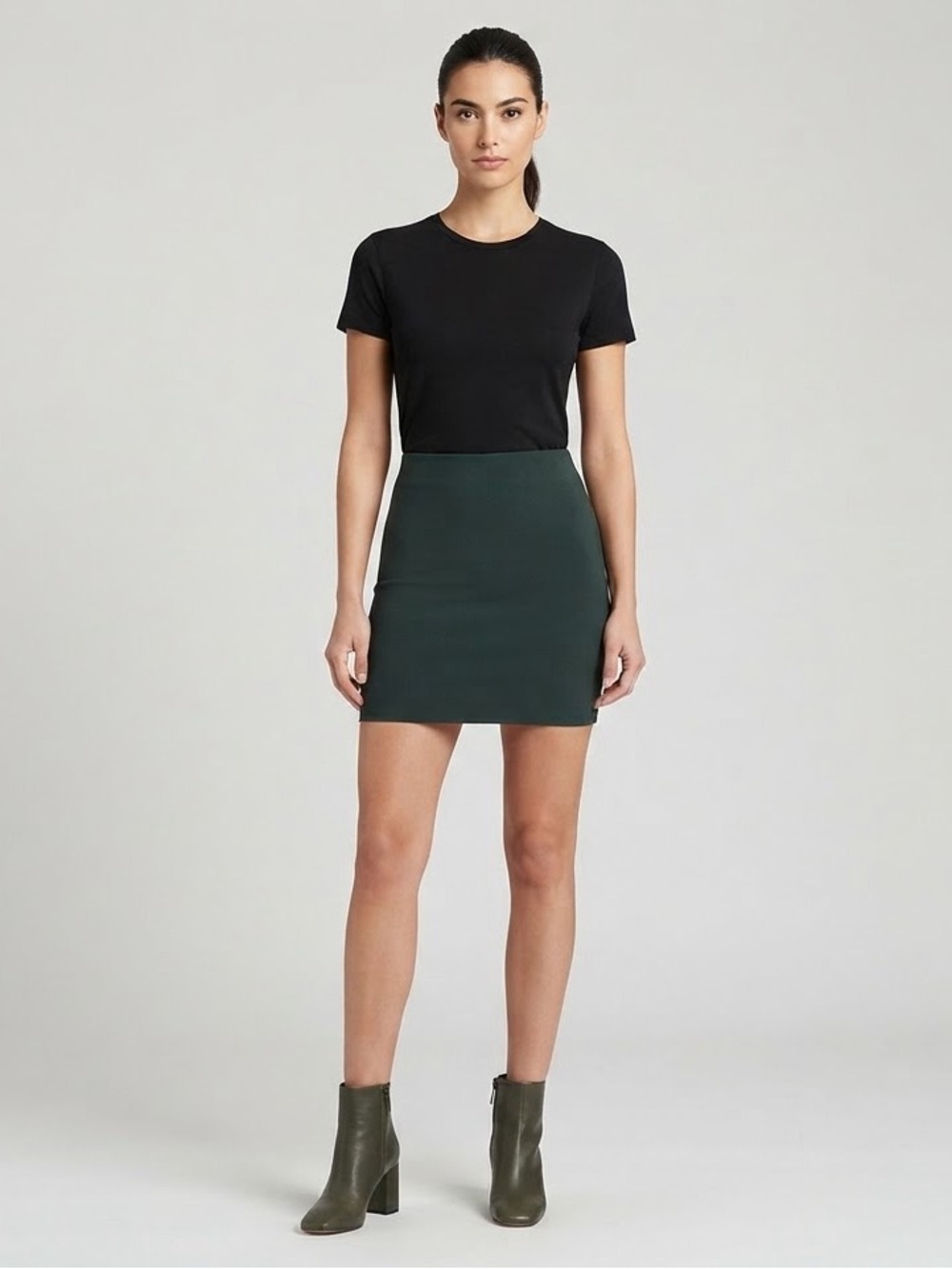 Costa Blanca Dark Green Mini Skirt High Waist Bodycon Stretch Y2K NWT